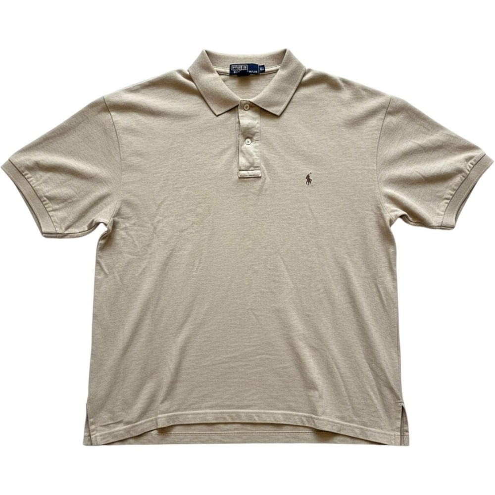 Polo Ralph Lauren Polo Shirt Mens XL Beige Good Short Sleeve Cotton Pique Logo - Picture 1 of 6